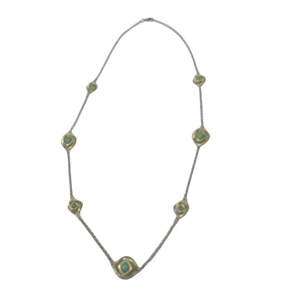 Green Faux Stone Long Necklace Chain 46174 - Picture 4 of 5